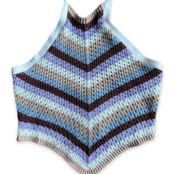 NWT- Forever 21 Striped Crochet Halter Top- Size Medium - Picture 3 of 8